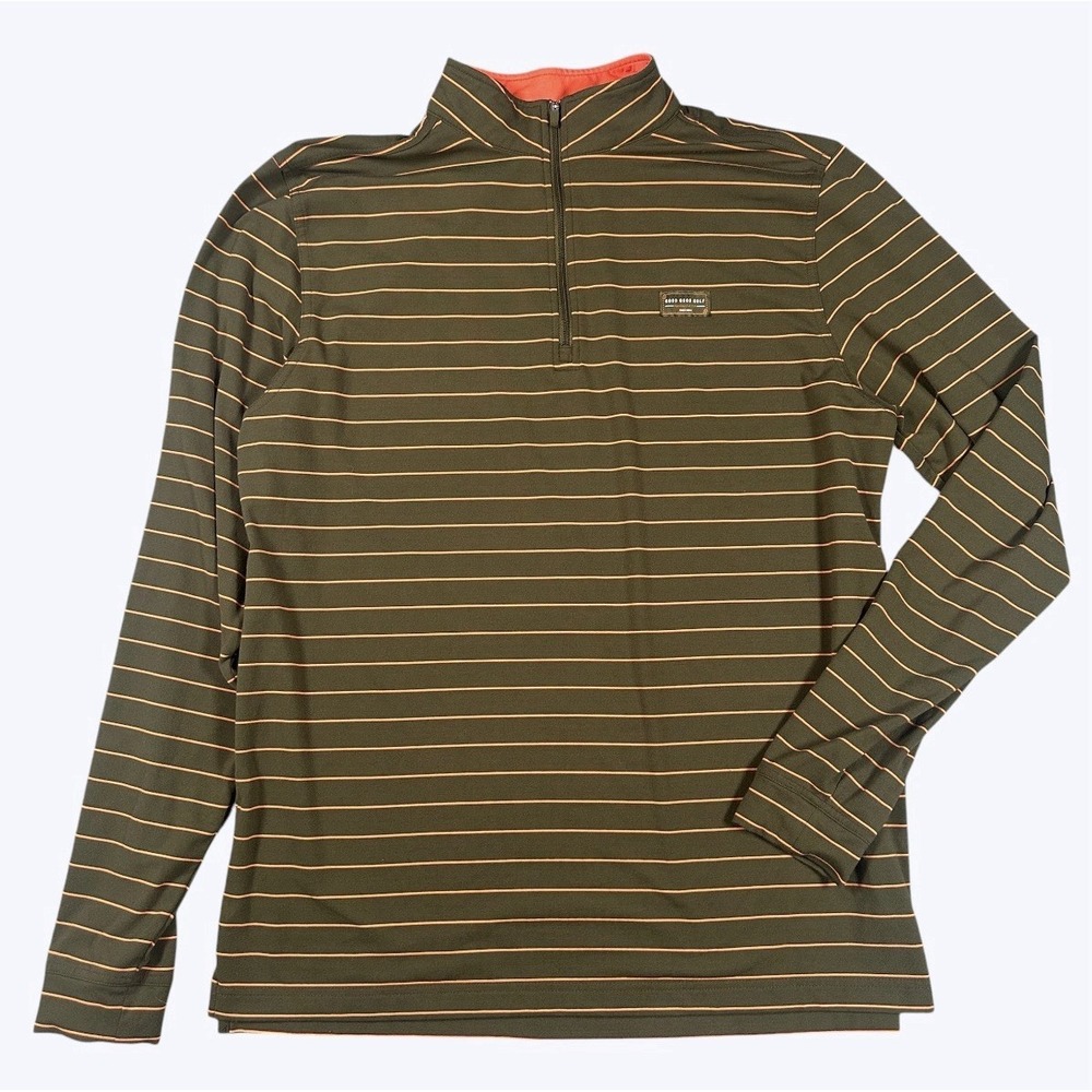 Good Good Golf Pullover Mens Large Olive Green Pullover  Quarter Zip Long Sleeve